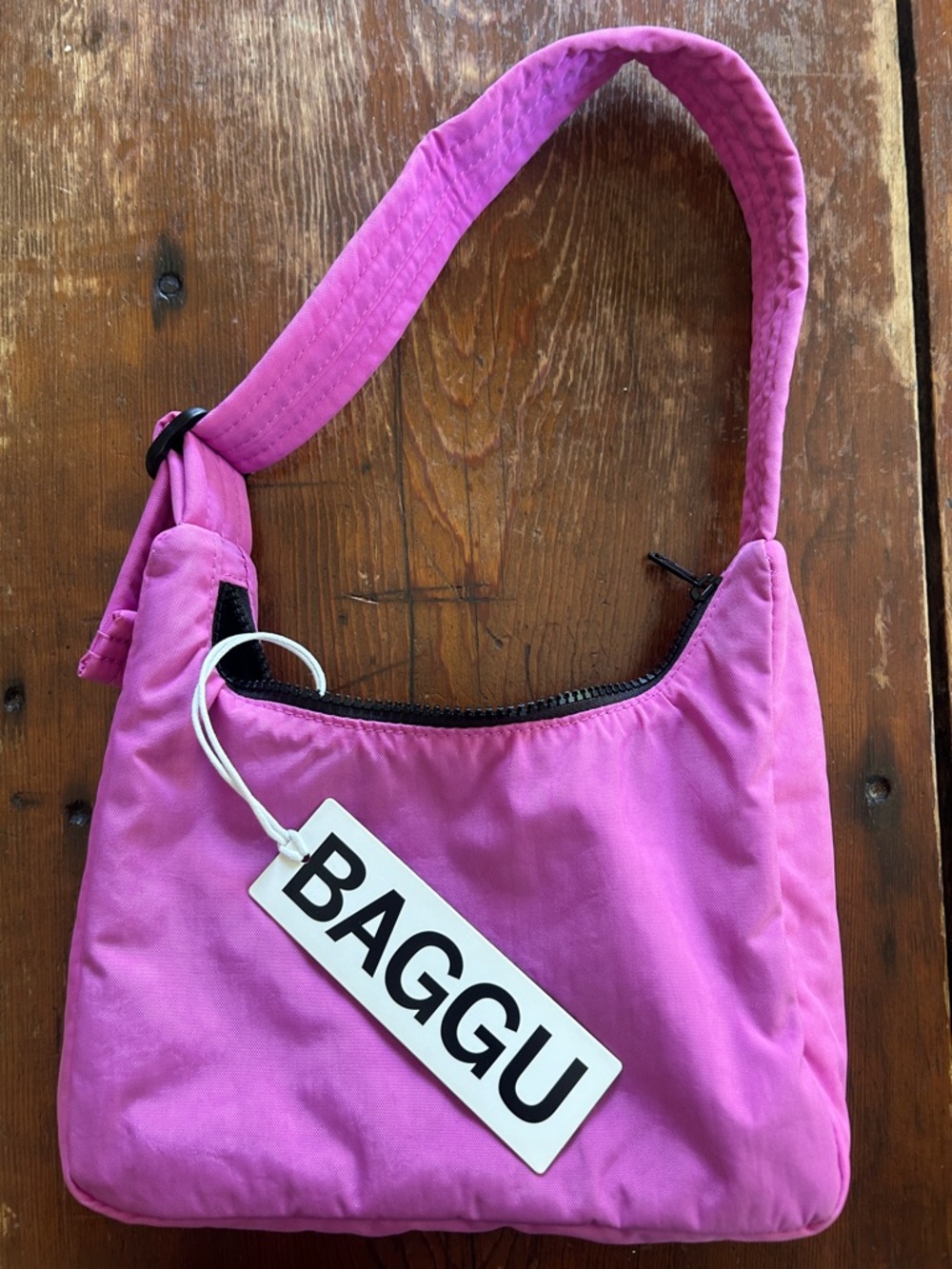 BAGGU Bright Pink Quilted Strap Shoulder Bag